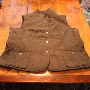Talbots Brown Quilted Equestrian Vest Size XL